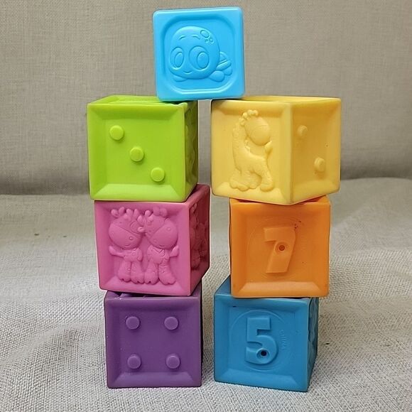 Fisher Price Roly Poly Chime Ball, Shape sorter, Infantino rubber blocks - Picture 5 of 9